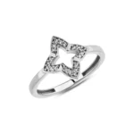 14k Gold Diamond Star Ring, Openwork Pavé Floral Jewelry - Görsel 7