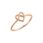 14k Gold Open Heart Ring, Minimalist Promise Jewelry - Görsel 5