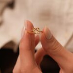 14k Gold Open Heart Ring, Minimalist Promise Jewelry - Görsel 4
