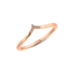 14k Gold Chevron Diamond Ring, Minimalist Pavé V Band - Görsel 5