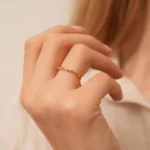 Gold Diamond Station Ring: 10k 14k Minimalist Constellation Band - Görsel 4