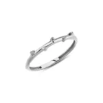 Gold Diamond Station Ring: 10k 14k Minimalist Constellation Band - Görsel 7