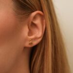 14k Solid Gold Starburst Stud Earrings, Celestial Jewelry - Görsel 4