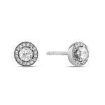 14k Gold Halo CZ Stud Earrings, Elegant Bridal Jewelry - Görsel 7