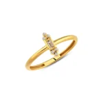 14k Gold Baguette Diamond Ring, Minimalist Stacking Band - Görsel 3