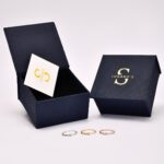 14k Gold Bezel Solitaire Diamond Ring, Pavé Band Stacking Ring - Görsel 8