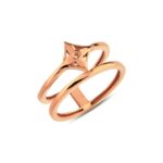 10k 14k Gold Double Band Ring, Geometric Star Design - Görsel 5
