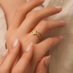 10k 14k Gold Double Band Ring, Geometric Star Design - Görsel 6