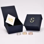 Gold Double Band Diamond Ring: Geometric Star Pavé, Minimalist Jewelry - Görsel 8