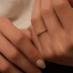 14k Gold Pavé Diamond Ring, Dainty Cluster Promise Ring - Görsel 2