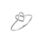 14k Gold Open Heart Ring, Minimalist Promise Jewelry - Görsel 7