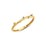 Gold Diamond Station Ring: 10k 14k Minimalist Constellation Band - Görsel 3