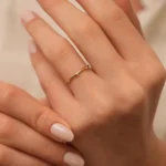 Gold Diamond Station Ring: 10k 14k Minimalist Constellation Band