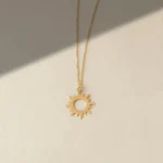 10K Gold Sun Pendant Necklace – Celestial Layering Jewelry - Görsel 4