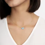 Blue Opal Butterfly Necklace – 14K Gold Dainty Pendant