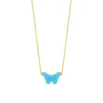 Blue Opal Butterfly Necklace – 14K Gold Dainty Pendant - Görsel 2
