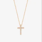Solid Gold Diamond Cross Necklace – Pavé Faith Pendant - Görsel 5