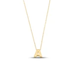 Solid Gold Initial Necklace – 10K/14K Letter A Pendant - Görsel 5