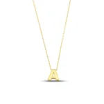 Solid Gold Initial Necklace – 10K/14K Letter A Pendant - Görsel 3