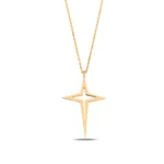 Solid Gold Star Pendant Necklace – Minimalist Celestial Jewelry - Görsel 6