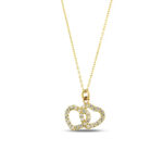 Solid Gold Diamond Double Heart Necklace – Interlocking 10k/14k Gold Pendant - Görsel 4