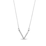 Solid Gold Diamond V Necklace – 10k/14k Chevron Pendant, Fine Layering Jewelry - Görsel 7