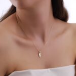 14K Solid Gold Leaf Pendant Necklace | Nature Jewelry - Görsel 5