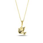 Handcrafted 14K Gold Peace Dove Necklace | Symbolic Jewelry - Görsel 3