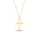 14K Gold Ankh Necklace – Egyptian Symbol Pendant, Unisex Jew - Görsel 5