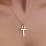 14K Gold Ankh Necklace – Egyptian Symbol Pendant, Unisex Jew - Görsel 6
