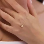 Solid Gold Initial Necklace – 10K/14K Letter A Pendant - Görsel 6