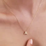 Solid Gold Initial Necklace – 10K/14K Letter A Pendant - Görsel 4
