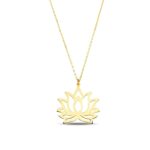 14K Gold Lotus Pendant Necklace | Delicate Flower Jewelry - Görsel 3