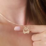 14K Gold Lotus Pendant Necklace | Delicate Flower Jewelry - Görsel 4