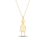 14K Gold Girl Pendant Necklace – Whimsical Charm, Moving Limbs - Görsel 5