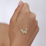 14K Solid Gold Butterfly Pendant Necklace | Elegant Nature Jewelry