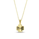 14K Gold Clover Pendant Necklace | Lucky Charm Jewelry - Görsel 2