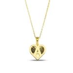 Personalized 14K Gold Heart Necklace | Custom Initial Monogram - Görsel 3