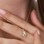 14K Gold Owl Necklace | Dainty Yellow Gold Bird Charm - Görsel 2