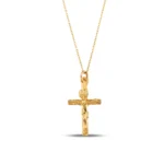 Solid Gold Crucifix Necklace – 10K/14K Real Gold Jesus Pendant - Görsel 4