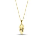 14K Solid Gold Leaf Pendant Necklace | Nature Jewelry - Görsel 3