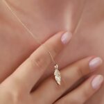 14K Solid Gold Leaf Pendant Necklace | Nature Jewelry - Görsel 4