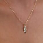 14K Solid Gold Leaf Pendant Necklace | Nature Jewelry - Görsel 2