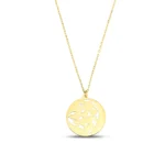 14K Gold Heart Disc Necklace | Solid Gold Charm - Görsel 3