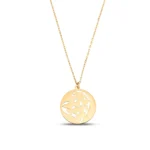 14K Gold Heart Disc Necklace | Solid Gold Charm - Görsel 5