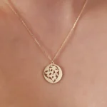 14K Gold Heart Disc Necklace | Solid Gold Charm - Görsel 2
