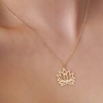 14K Gold Lotus Pendant Necklace | Delicate Flower Jewelry - Görsel 2