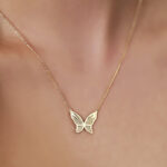 14K Solid Gold Butterfly Pendant Necklace | Elegant Nature Jewelry - Görsel 7