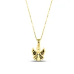 14K Solid Gold Angel Cross Pendant Necklace | Religious Jewelry - Görsel 3