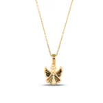 14K Solid Gold Angel Cross Pendant Necklace | Religious Jewelry - Görsel 5